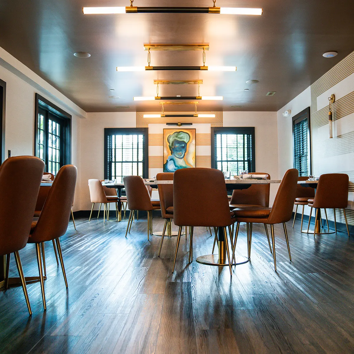 Elegant interior dining room at Salt & Vine Olney